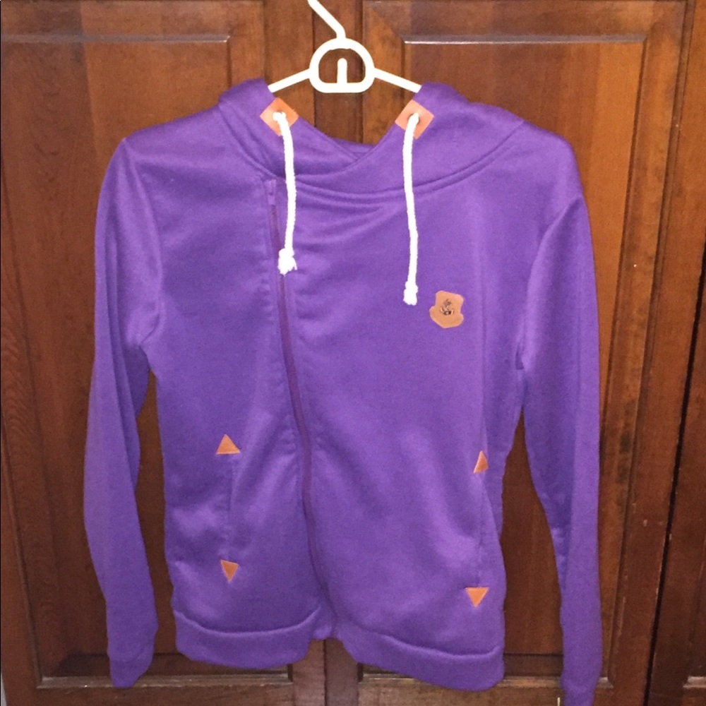 Purple asymmetrical nautical detail hoodie large